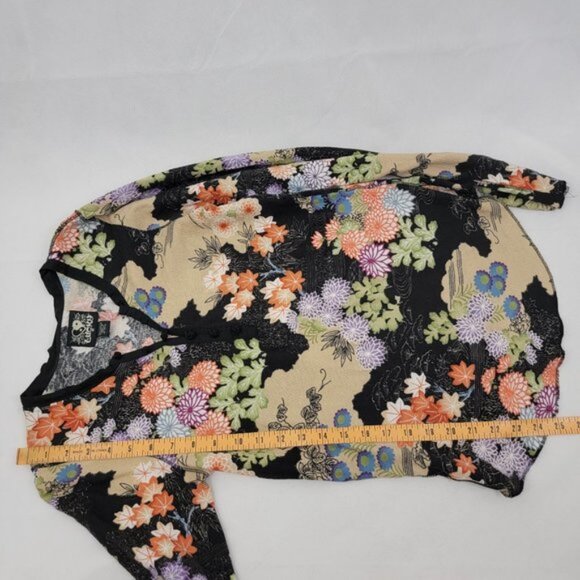 LUCKY BRAND Womens MEDIUM Thermal Shirt Asian Boho Retro Vintage Hippie Flower - Picture 13 of 14